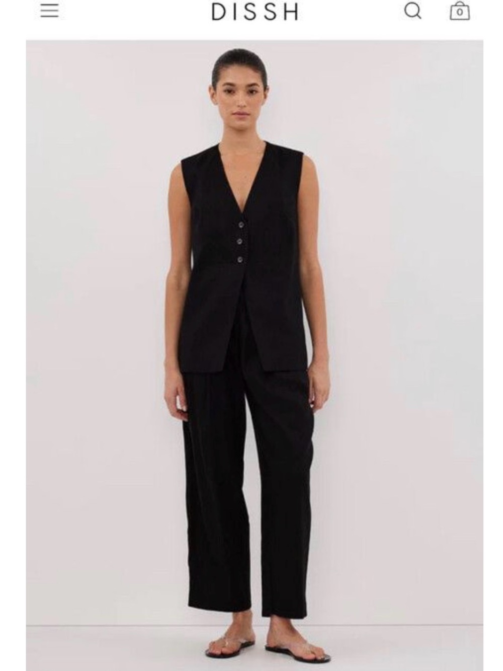 DISSH Black Tapered Linen Trousers
